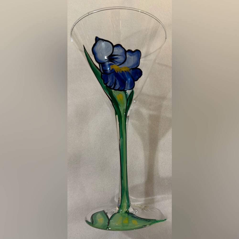 "Magellan Iris" collection artist Debbie Arbizzani Hand-painted blue iris. - Picture 4 of 13